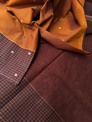 Pragatham - Contrast Play - caramel brown and coffee