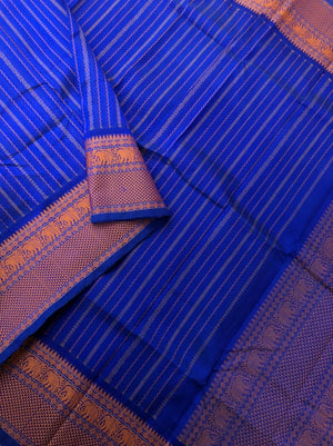 Woven Motifs Silk Cotton - beautiful ms blue vertical veldhari