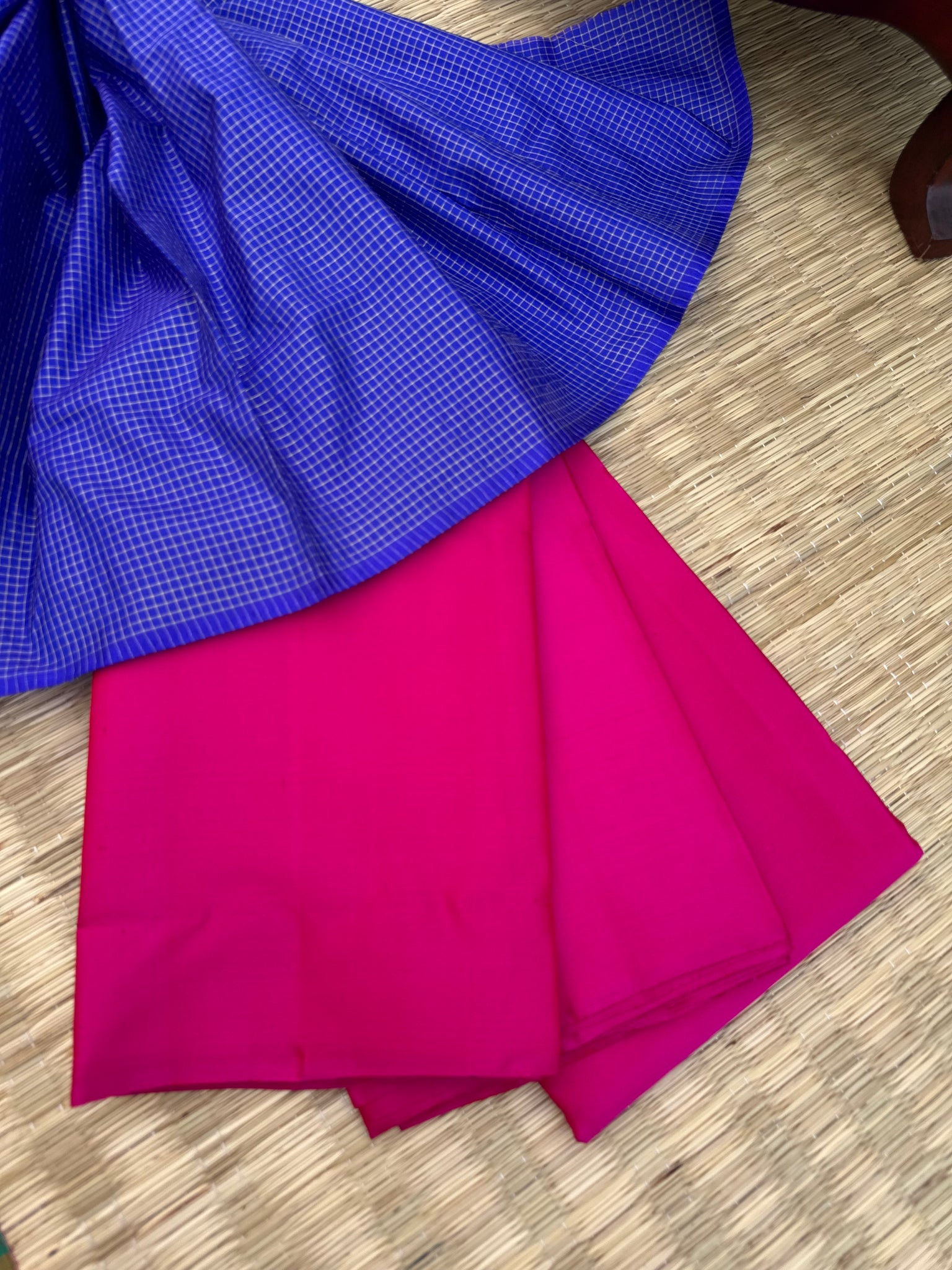 Niram - Celebrating of Full Plain Kanchivaram Silks Paired with Beautiful Blouses -rain pink saree with ms blue zari kattam silk blouse