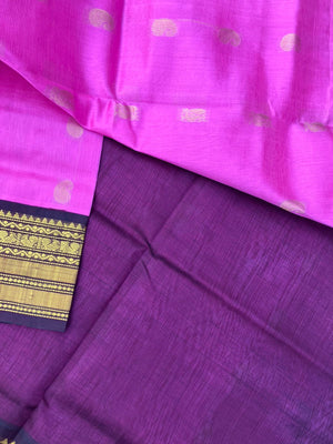 Korvai Silk Cottons -candy pink and burgundy