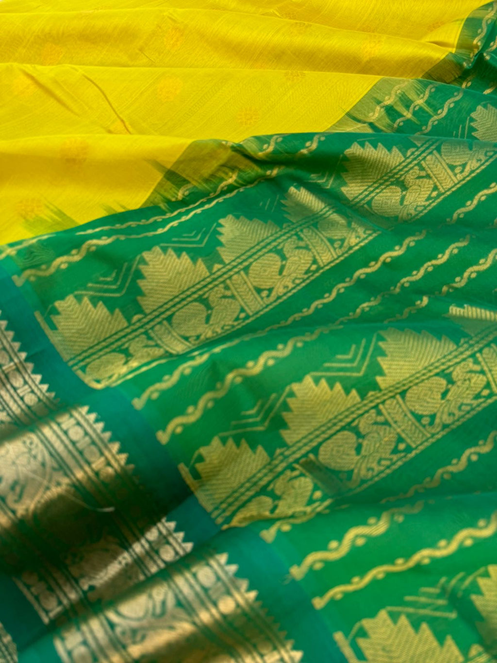 Korvai Silk Cottons - sampanga yellow and green