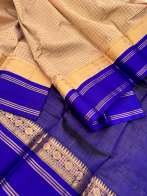 Korvai Silk Cottons - creamy sandalwood and ms blue