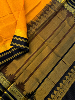 Korvai Silk Cotton - gorgeous golden mustard and black