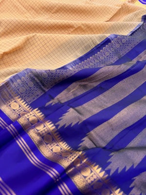 Korvai Silk Cottons - creamy sandalwood and ms blue