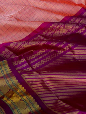 Korvai Silk Cottons - onion peal pink kattam