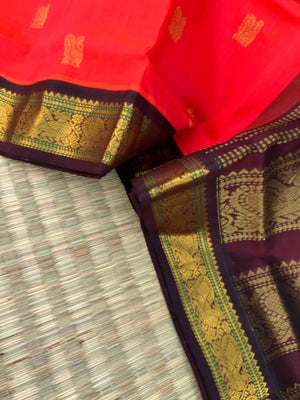 Korvai Silk Cotton - chilly red and maroon