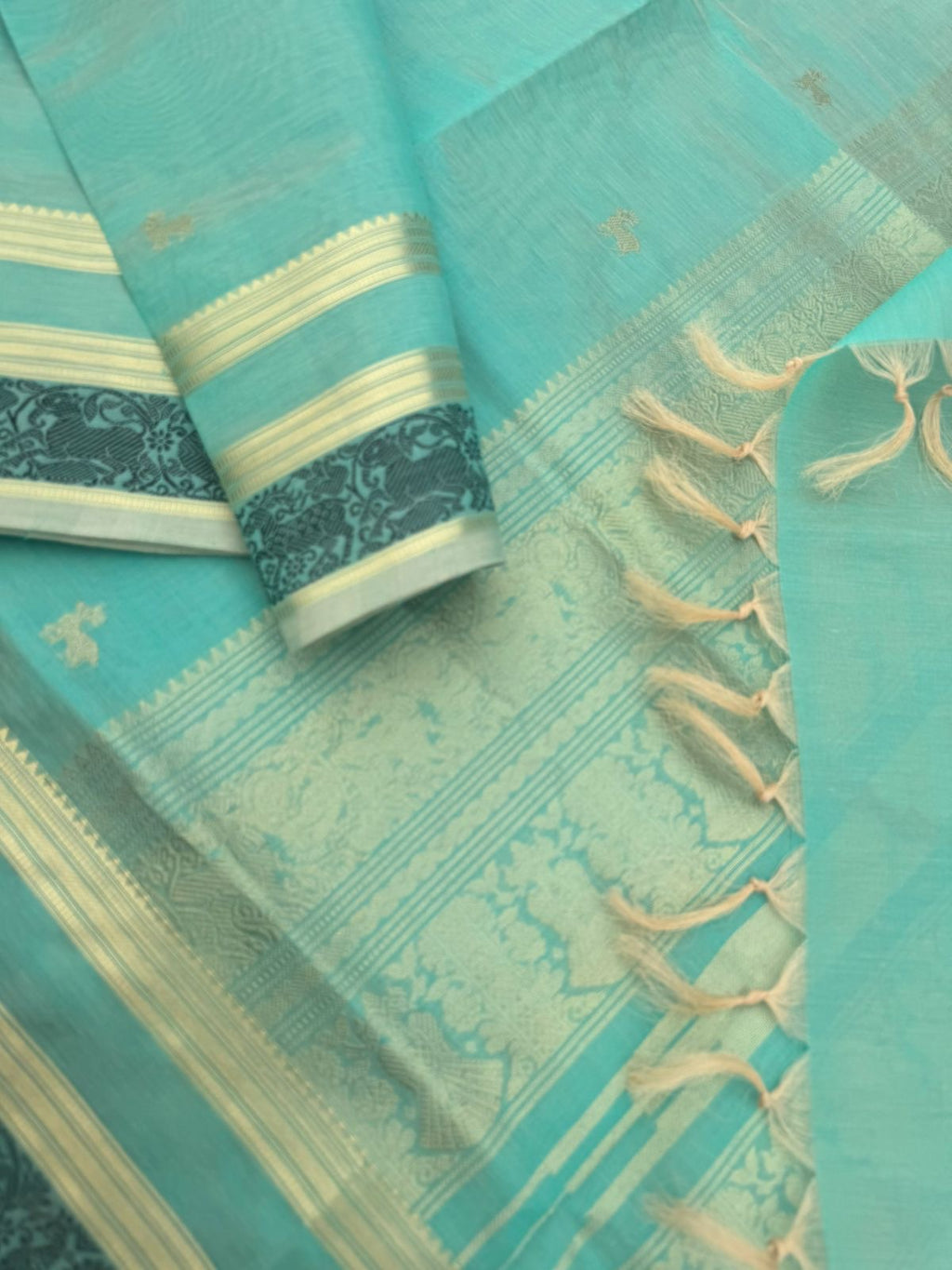Zari Kissed Silk Cotton - pastel pale aqua green