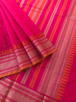 Mangalavastaram - stunning pink with temple borders