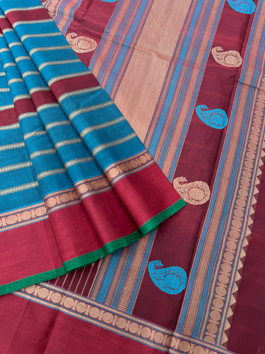 Mangalavastaram - deep burnt blue veldhari