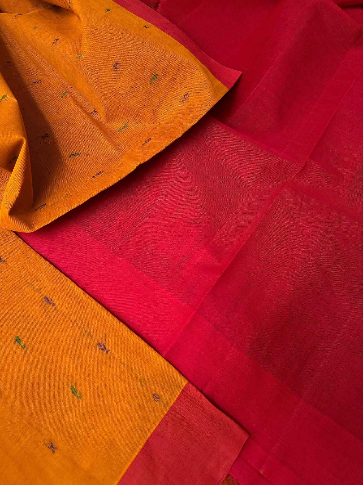 Pragatham - Contrast Play - mustard and red