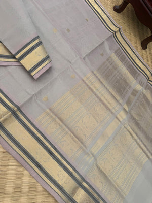 Zari Kissed Silk Cotton - stunning pale calicum grey