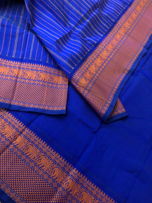 Woven Motifs Silk Cotton - beautiful ms blue vertical veldhari