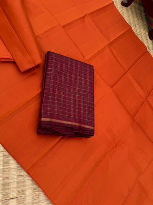 Niram - Celebrating of Full Plain Kanchivaram Silks Paired with Beautiful Blouses - rust orange saree with kanchivaram zari kattam blouse