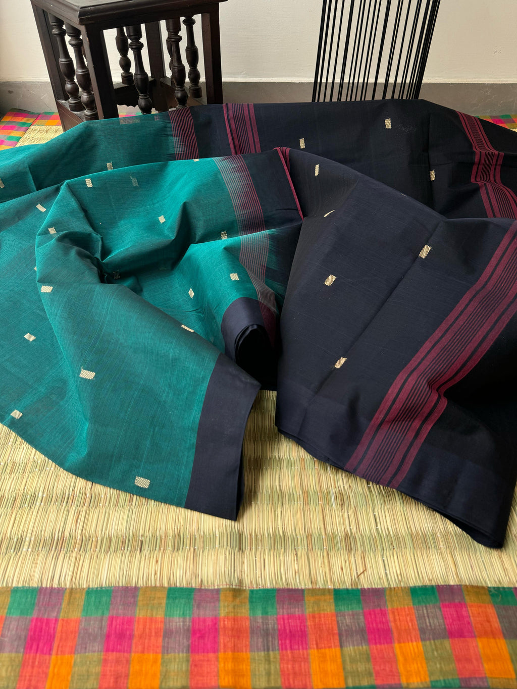 Pragatham - Contrast Play - burnt blue and navy blue