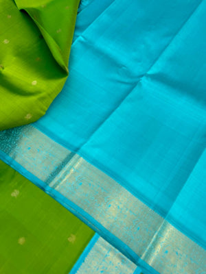 The Korvai Vibes - Authentic Korvai Kanchivaram - most beautiful alli pachai and turquoise blue, what a fresh combination