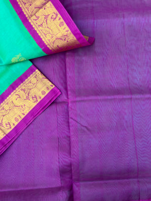 Korvai Silk Cotton - dual tone turquoise and purple