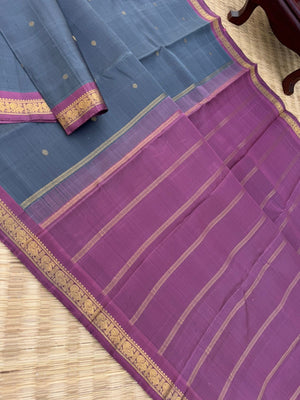 Leela - The bliss of small border Kanchivarams - Simple at the best a deep dark grey