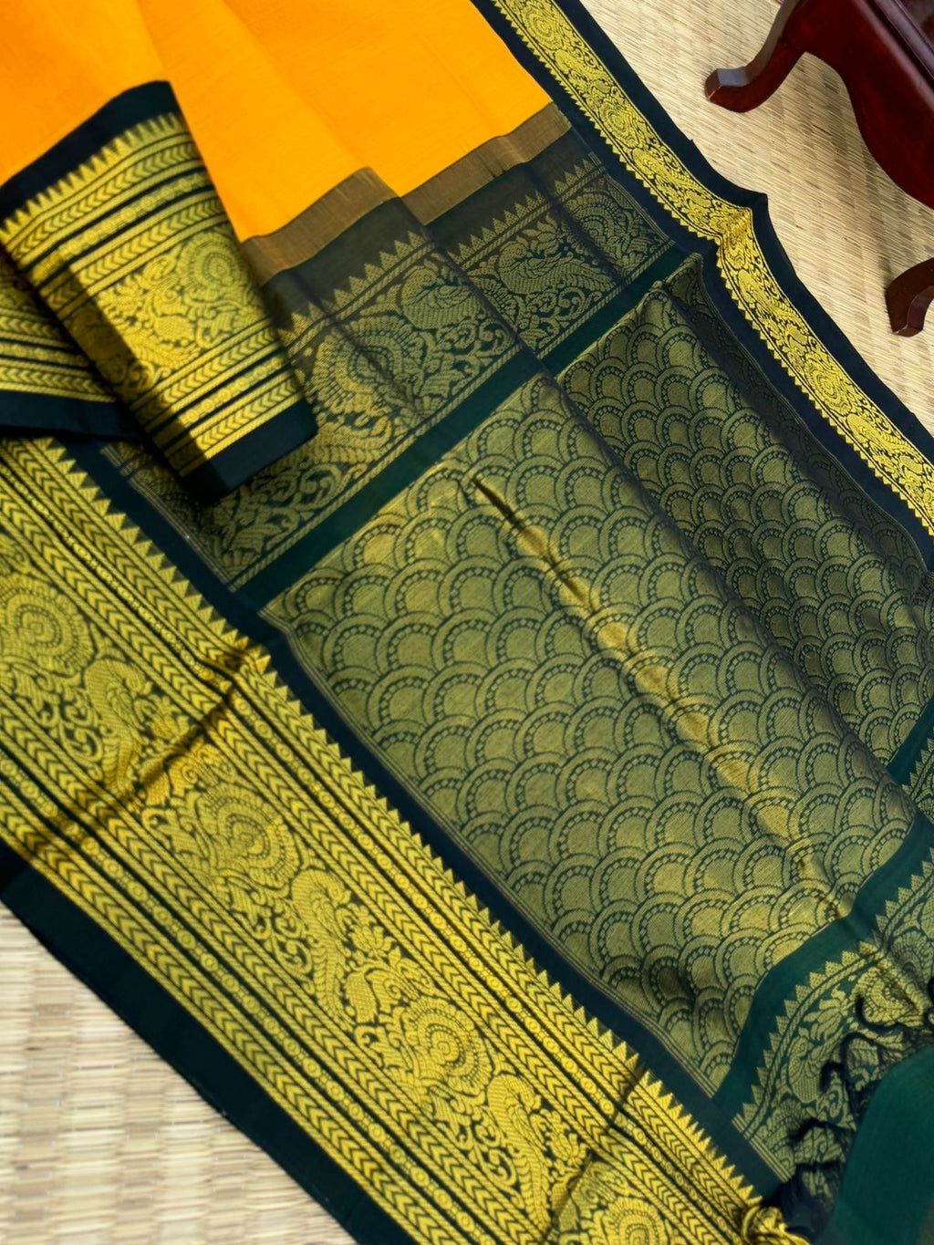 Korvai Silk Cottons - gorgeous mango yellow and green