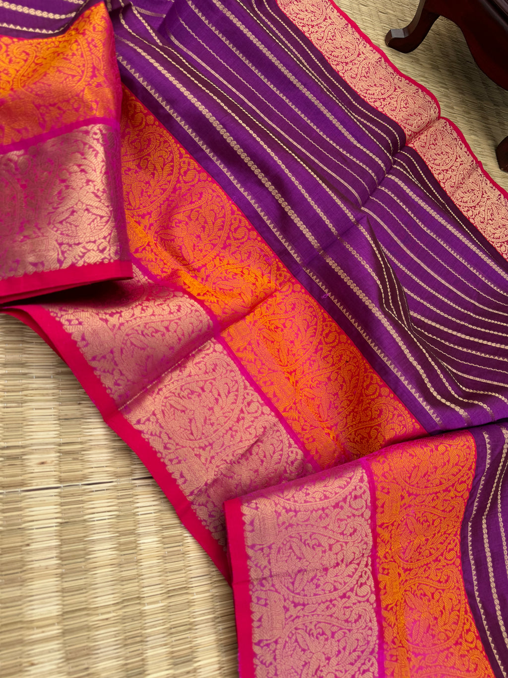 Zari Kissed Silk Cotton - grandest purple veldhari