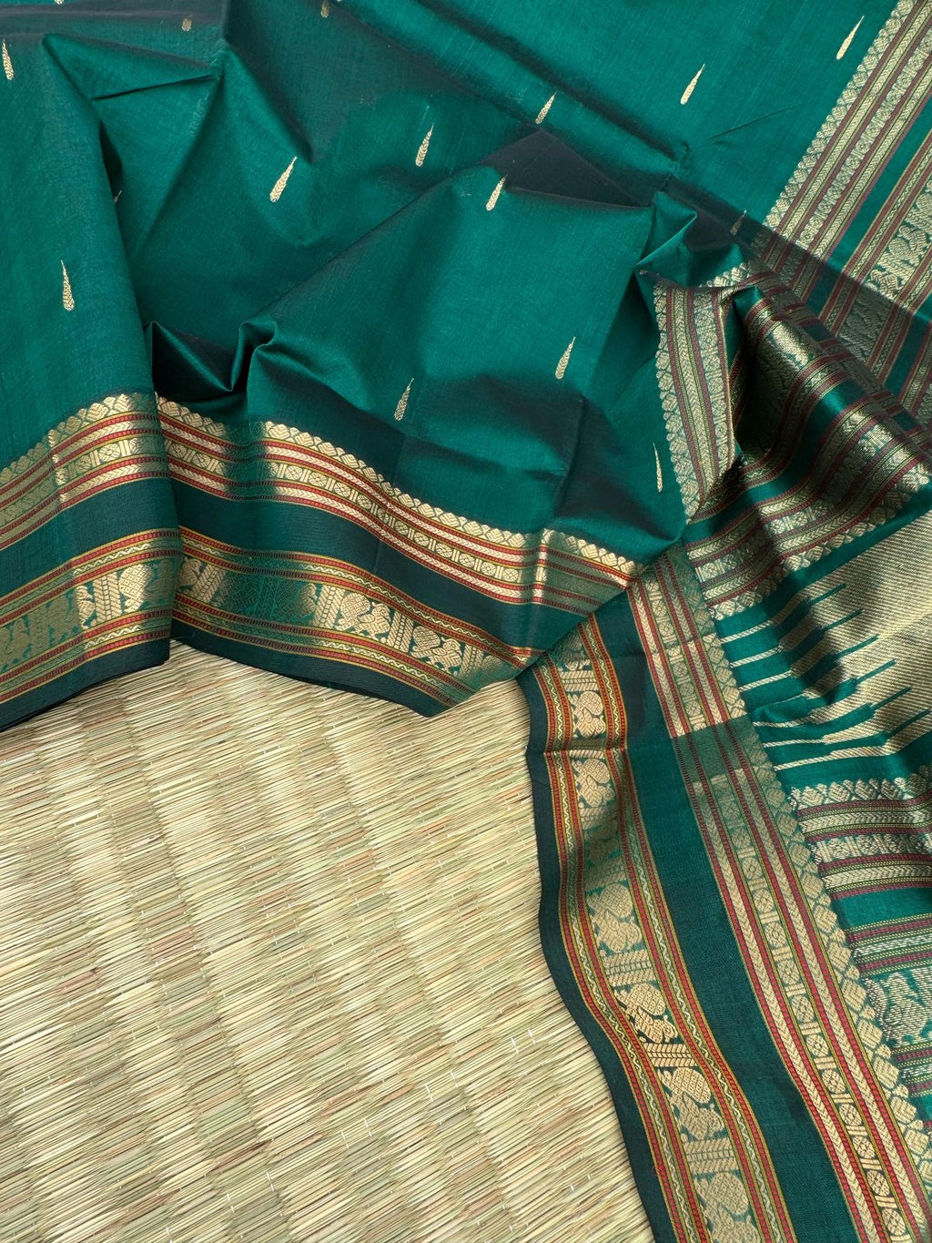 Zari Kissed Silk Cotton - the core of emarald green