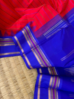 Veldhari on Korvai Kanchivaram - stunning beautiful red and ms blue