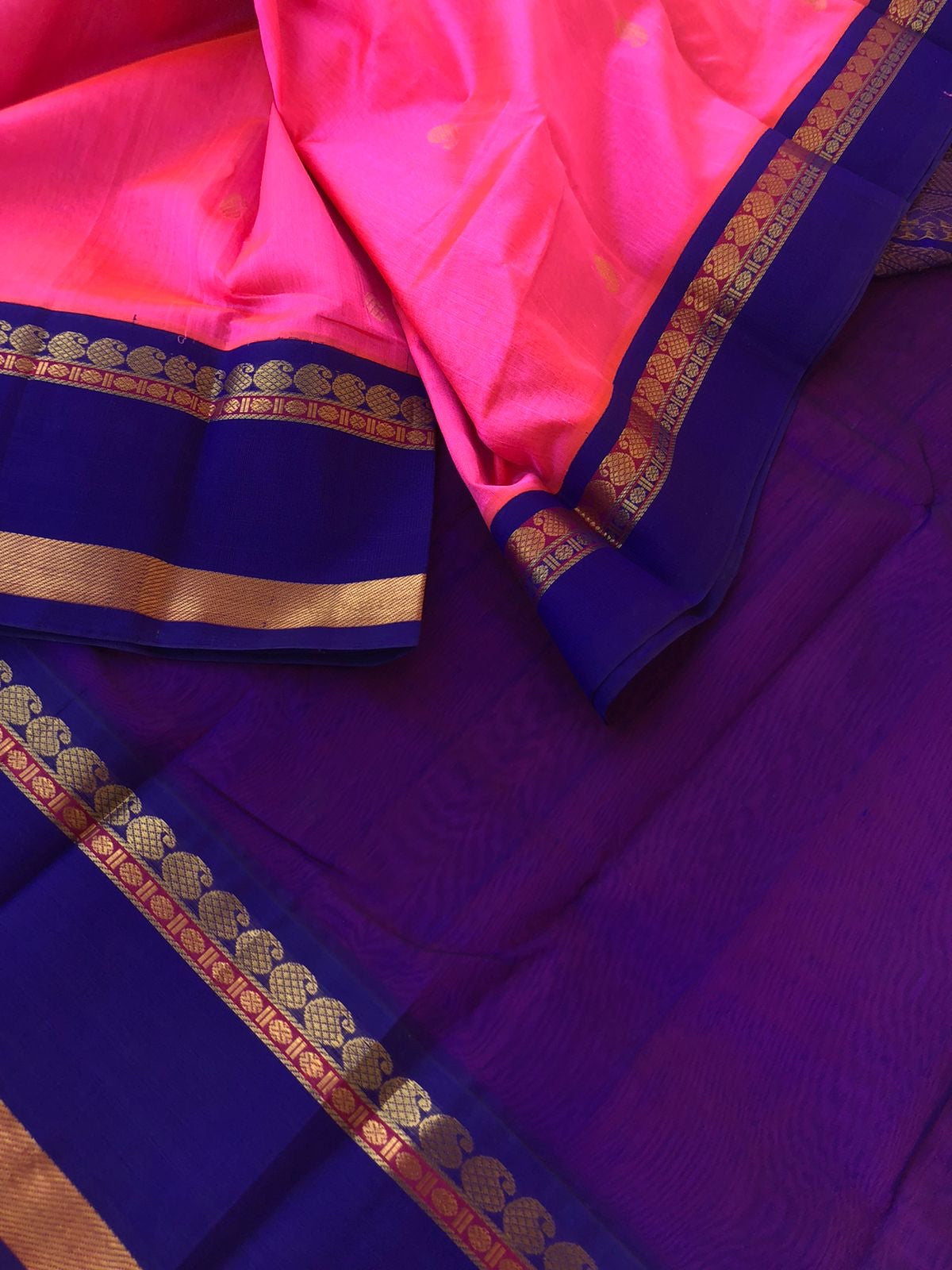 Margazhi Vibrs on Korvai Silk Cotton - candy pink and violet