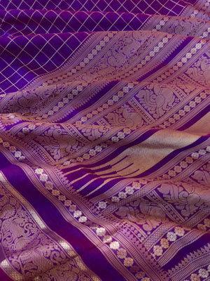 Zari Kissed Silk Cotton - stunning purple short red muthukattam