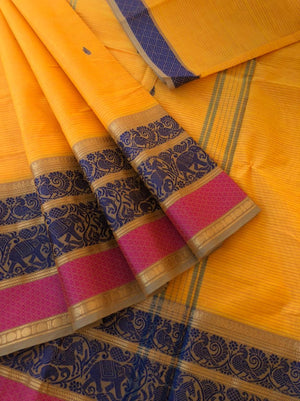 Woven Buttas on Kanchi Cottons - yellow