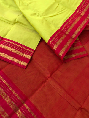 Korvai Silk Cotton - sampanga green and red