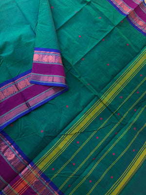Kanchi X Chettinad - dual tone emerald green with a touch of blue