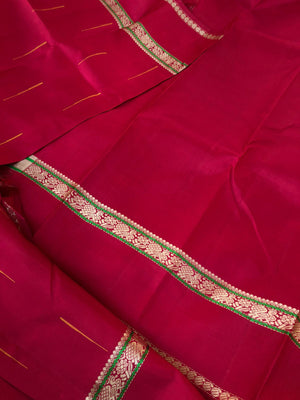 Woven from Memories - No Zari Kanchivarams - stunning kum kum red with malli mokku woven buttas