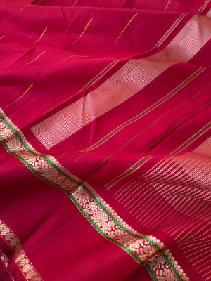 Woven from Memories - No Zari Kanchivarams - stunning kum kum red with malli mokku woven buttas