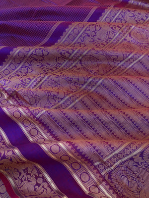 Zari Kissed Silk Cotton - stunning grandest purple short red podi kattam woven body