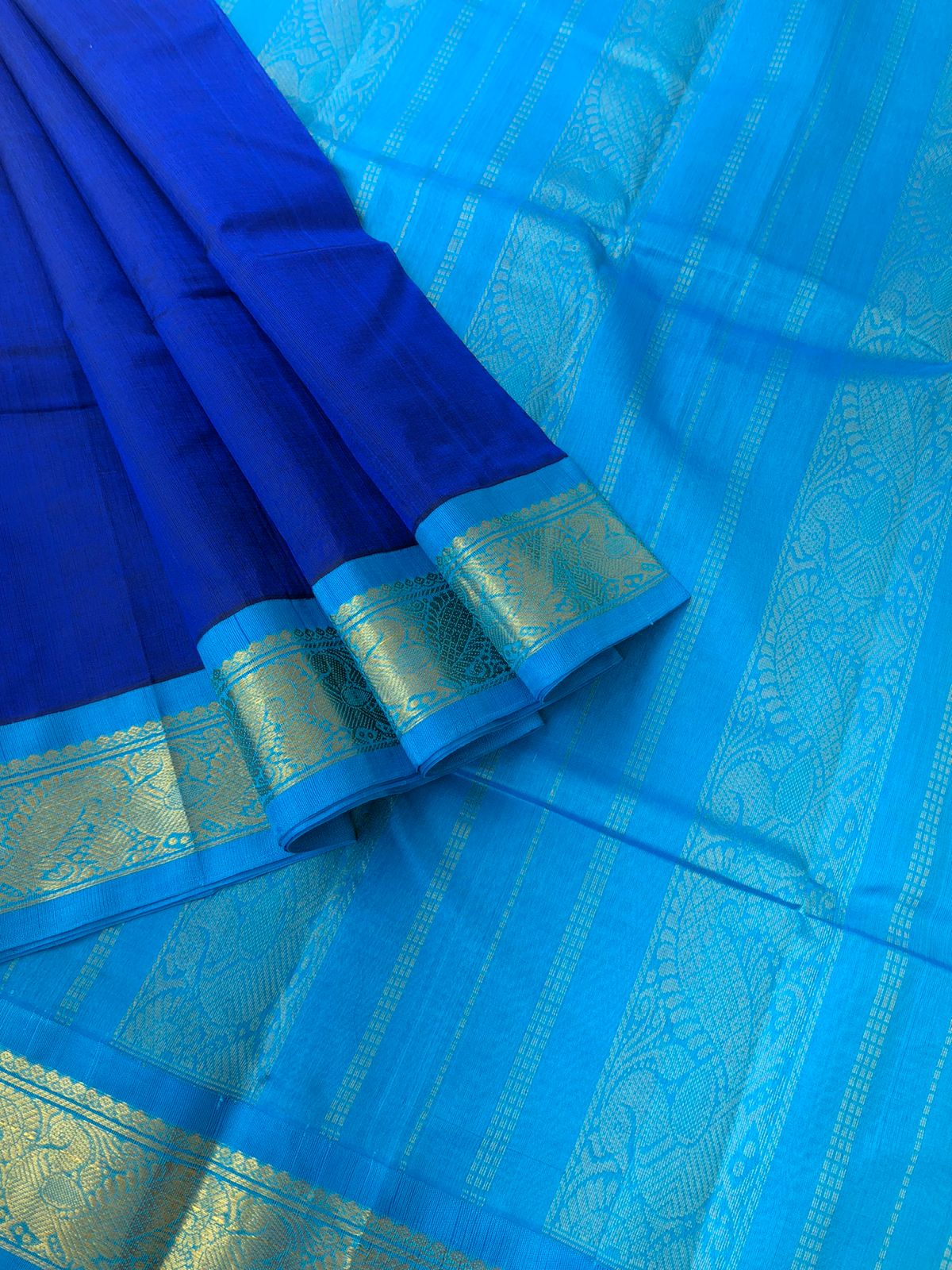 Korvai Silk Cotton - blue on blue