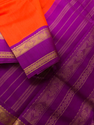 Korvai Silk Cotton - vibrant orange and purple