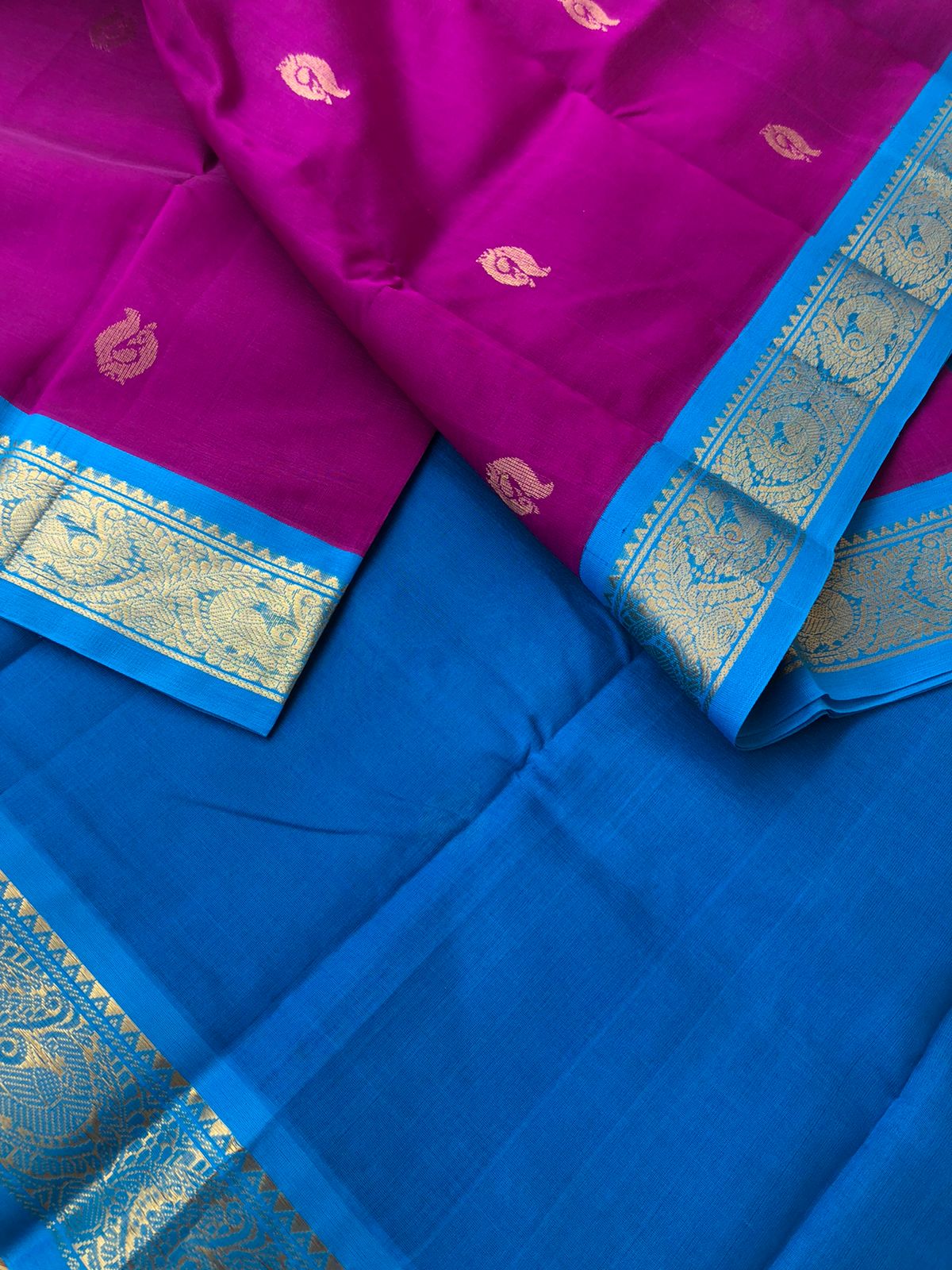Korvai Silk Cotton - purple and sulphate blue