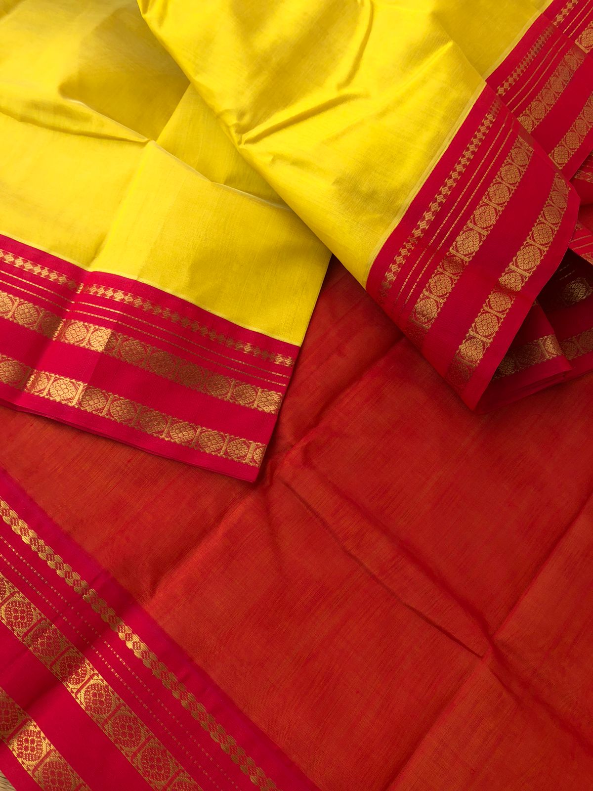 Korvai Silk Cotton - yellow and red