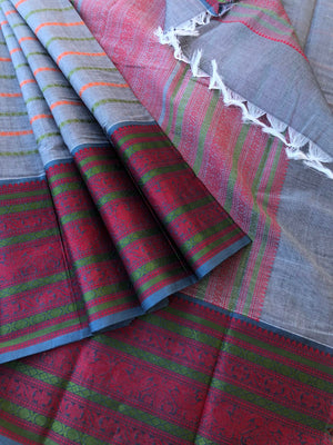 Mangalavastaram  - off white mixed ash grey rudurakasham veldhari
