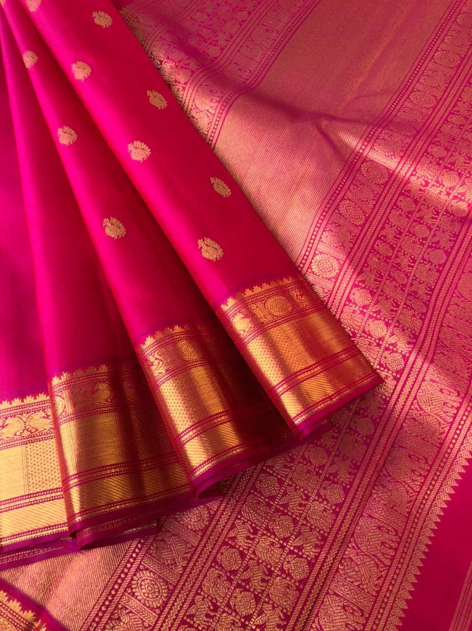 Swarnam - The lineage of Heirloom Kanchivaram - absolutely gorgeous traditional Kanchivaram pink and pure gold is the best