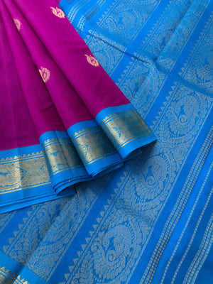 Korvai Silk Cotton - purple and sulphate blue