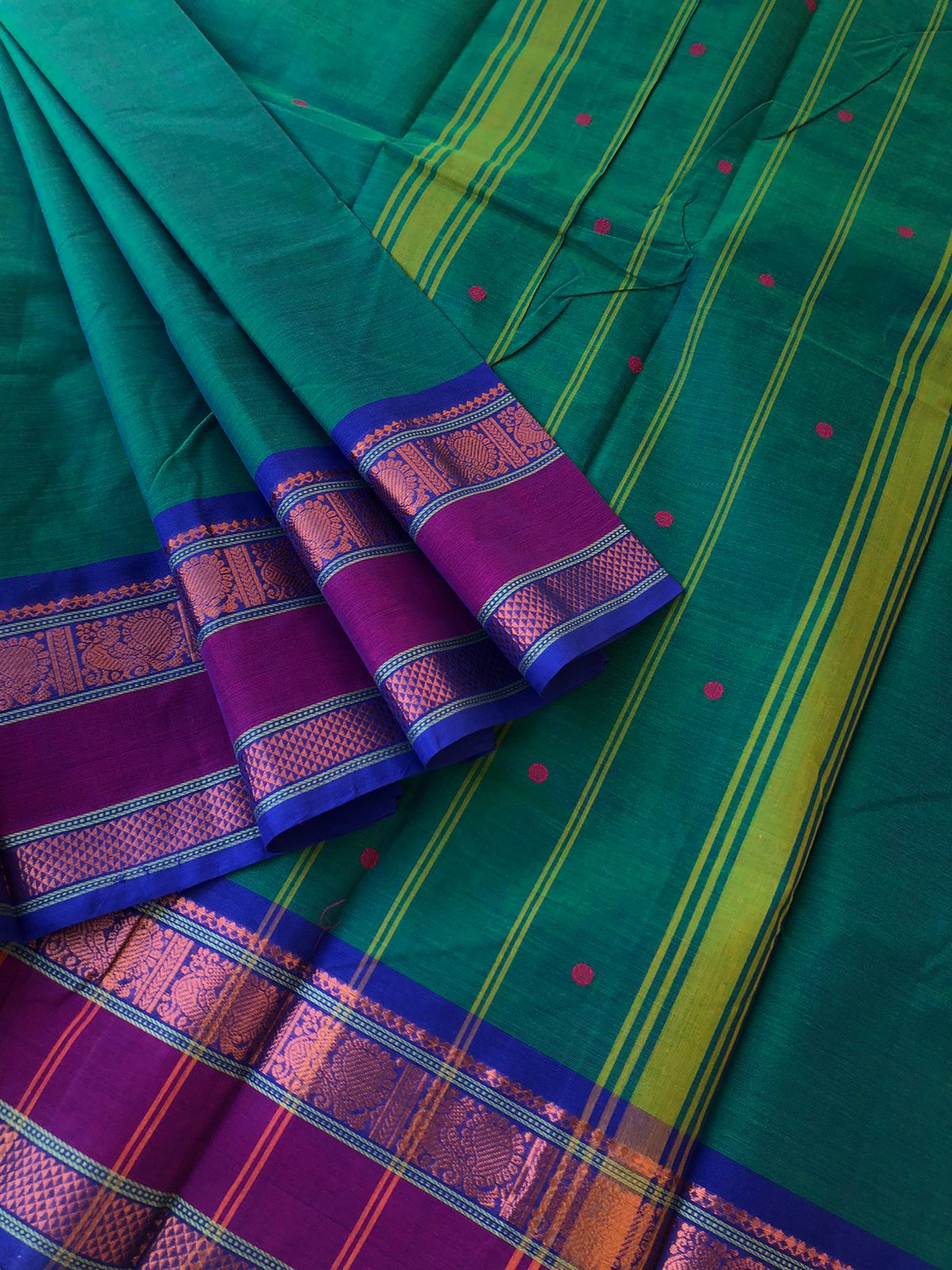 Kanchi X Chettinad - dual tone emerald green with a touch of blue