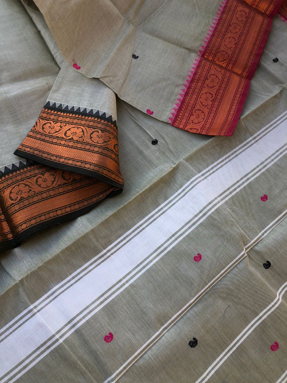 Kanchi X Chettinad -  beige mixed grey with a tint of white