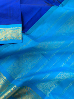 Korvai Silk Cotton - blue on blue