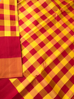 Vintage Ragas on Kanchivaram - most beautiful mustard and red chex 8 kol no zari kanchipuram