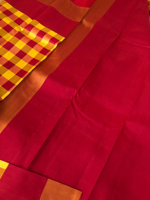 Vintage Ragas on Kanchivaram - most beautiful mustard and red chex 8 kol no zari kanchipuram