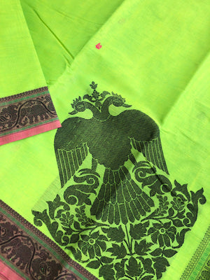 Mangalavastaram - fluorescent green irruthalai pakshi corner butta