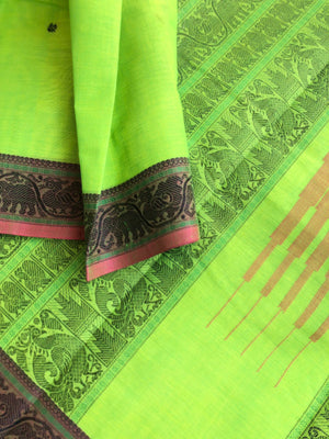 Mangalavastaram - fluorescent green irruthalai pakshi corner butta