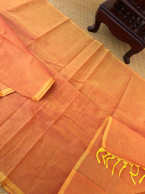 7 to 11 - colours of full plain cotton sarees - sun set yellow and orange