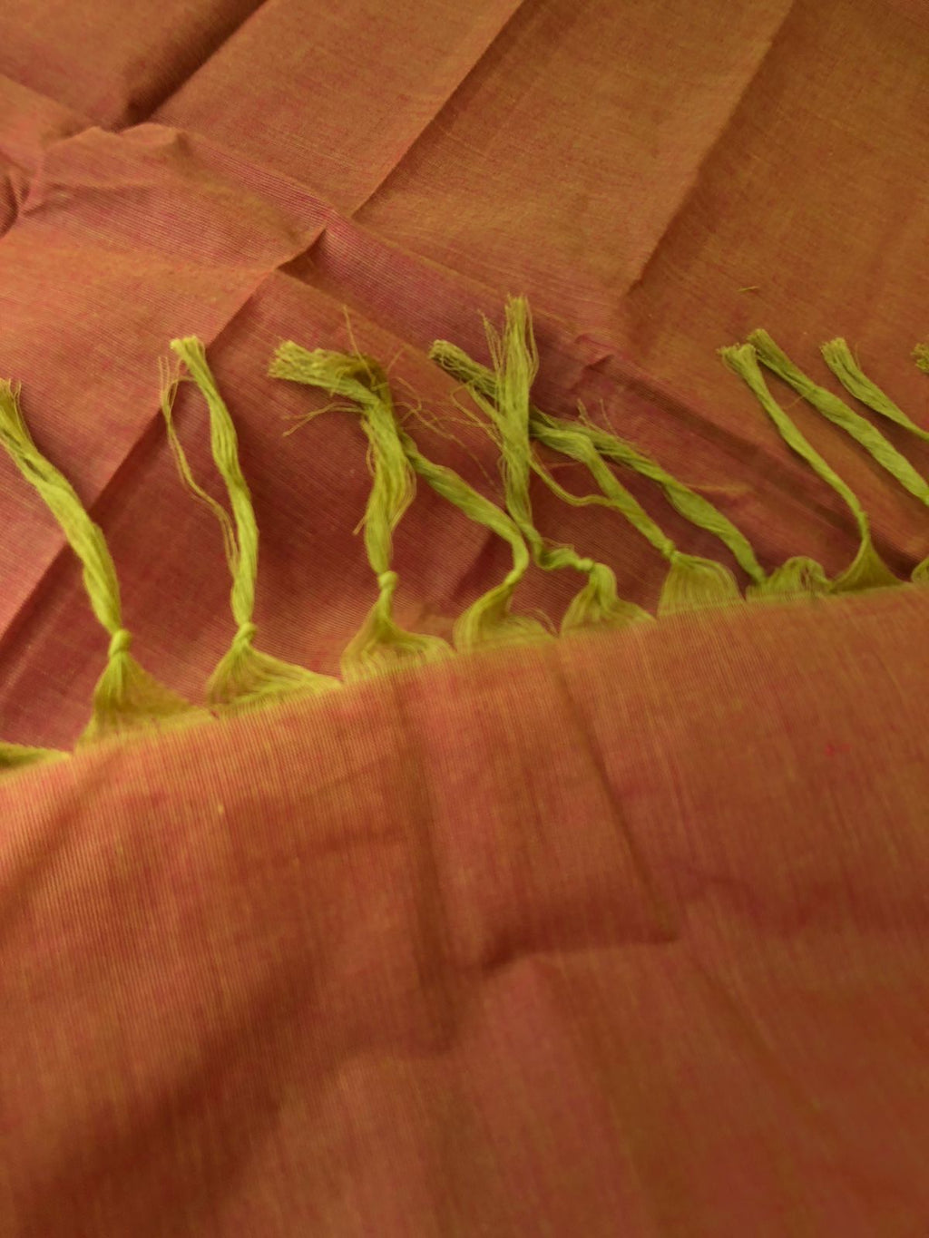 7 to 11 - colours of full plain cotton sarees - unusual mix of rust and green