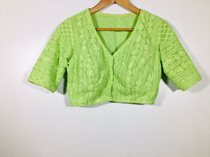 Ready to Wear Blouse - pastel pista ice cream full blouse woven chicken kari work